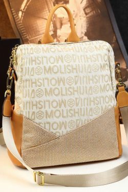 Women Casual Apricot Graphic Zircon Calf Leather Backpack Bag
