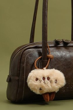 Women Chocolate Cute Plush Toy Faux Leather Satchel Handbag