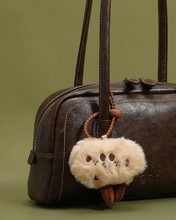 Women Chocolate Cute Plush Toy Faux Leather Satchel Handbag