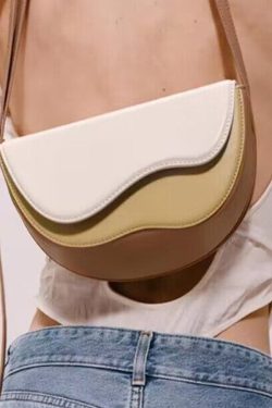 Women Colorblock Asymmetrical Faux Leather Micro Bag