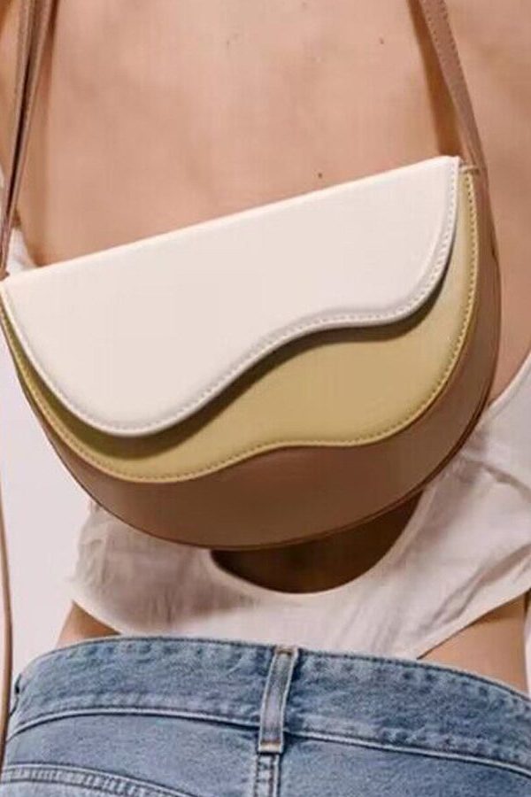 Women Colorblock Asymmetrical Faux Leather Micro Bag