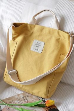 Women Design Casual Patchwork Large yellow Canvas Shoulder Bag