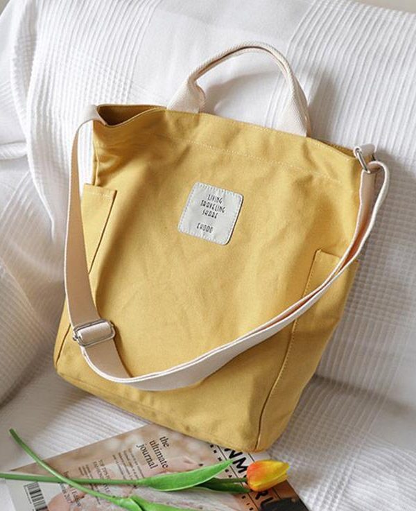 Women Design Casual Patchwork Large yellow Canvas Shoulder Bag