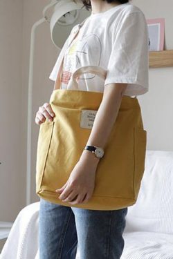 Women Design Casual Patchwork Large yellow Canvas Shoulder Bag