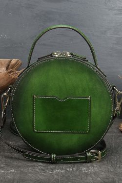 Women Green Animal Jacquard Calf Leather Satchel Handbag