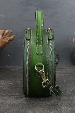 Women Green Animal Jacquard Calf Leather Satchel Handbag