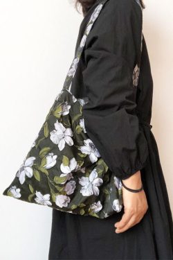 Women Green Gardenia Jacquard Nylon Satchel Handbag