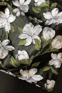 Women Green Gardenia Jacquard Nylon Satchel Handbag