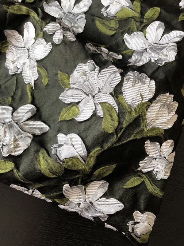 Women Green Gardenia Jacquard Nylon Satchel Handbag