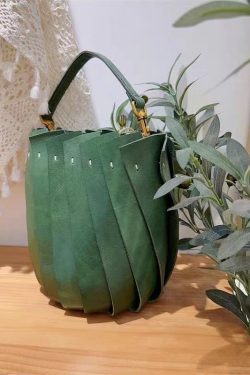 Women Green Patchwork Calf Leather Messenger Bag