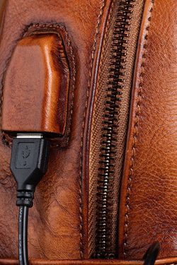 Women Green Print Paitings Calf Leather Backpack Bag