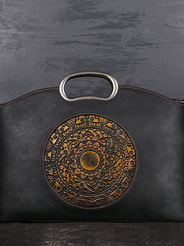 Women Grey Jacquard Calf Leather Tote Handbag