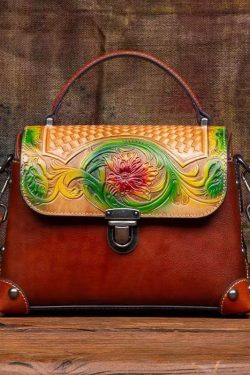 Women Handmade Black Embossed Calf Leather Tote Handbag