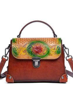 Women Handmade Black Embossed Calf Leather Tote Handbag