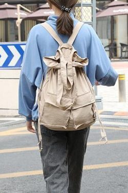 Women khaki Quotes Double Front Pockets Simple Drawstring Backpacks