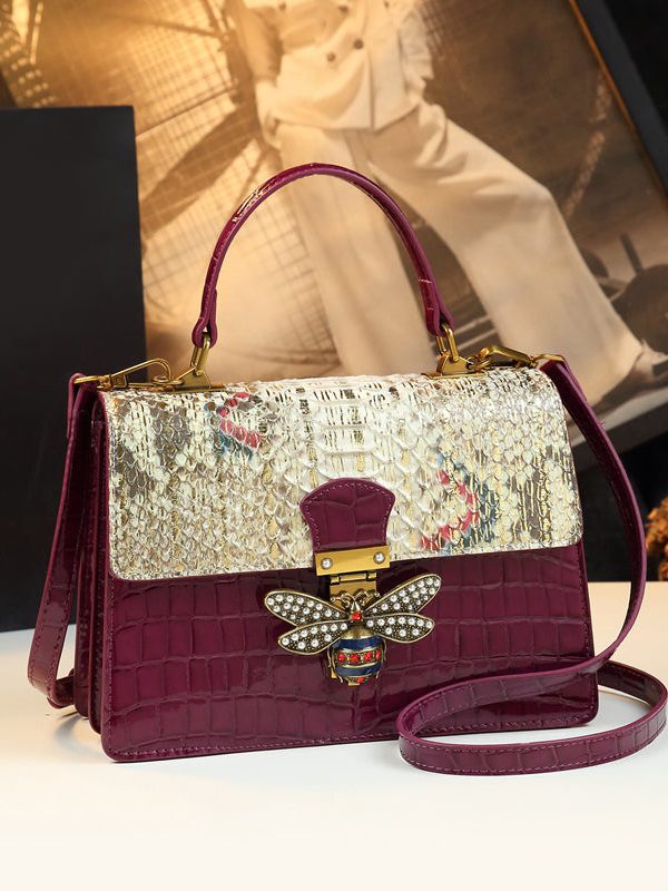 Women Mulberry Butterfly Zircon Versatile Satchel Handbag