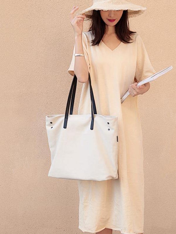 Women new Sweets Literary Pure Color Canvas Shoulder Bag