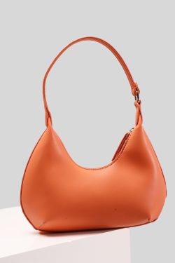 Women Orange Solid Durable Faux Leather Hobo Bag