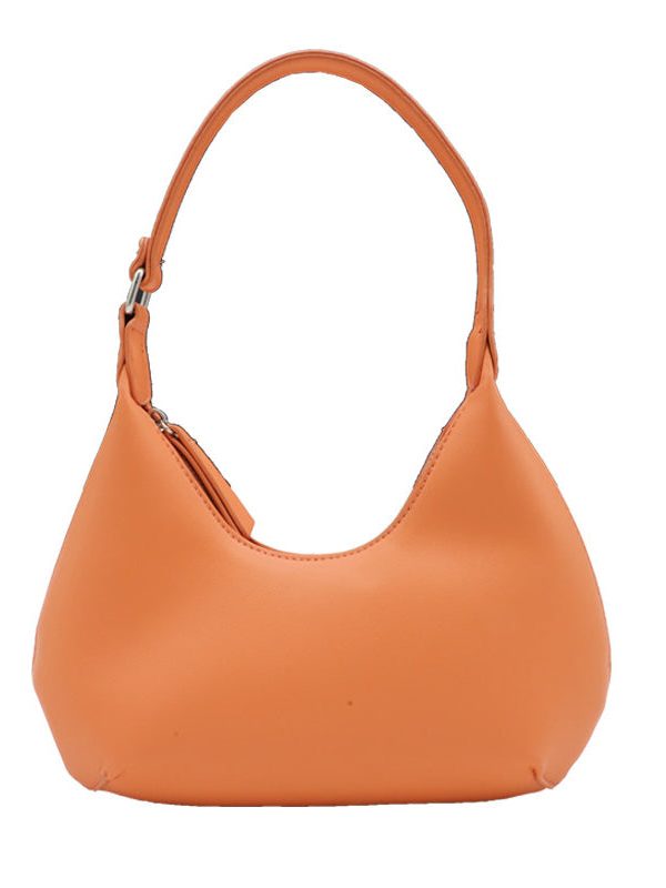 Women Orange Solid Durable Faux Leather Hobo Bag