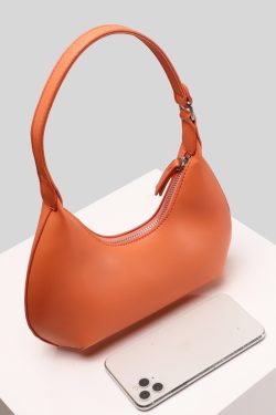 Women Orange Solid Durable Faux Leather Hobo Bag