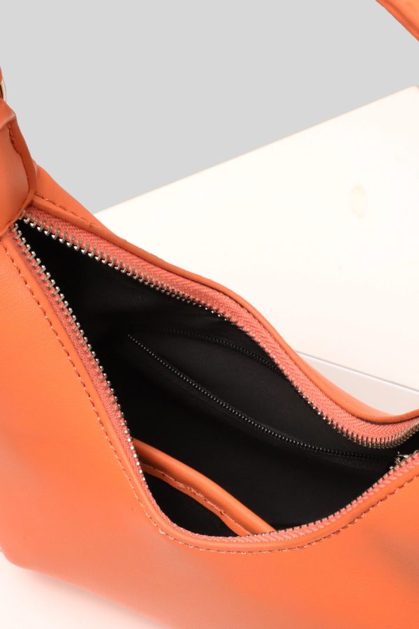 Women Orange Solid Durable Faux Leather Hobo Bag