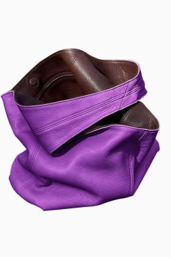 Women Purple Large Capacity Calf Leather Shoulder Bag
