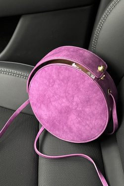 Women Purple Rotundity Solid Durable Leather CrossBody Bag