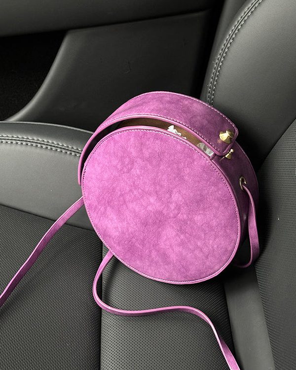 Women Purple Rotundity Solid Durable Leather CrossBody Bag