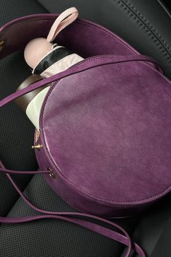 Women Purple Rotundity Solid Durable Leather CrossBody Bag