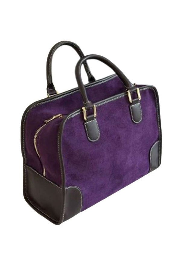Women Purple Suede Large Capacity Tote Bag