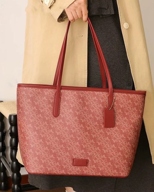 Women Red Large Capacity Faux Leather Shoulder Bag