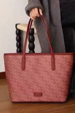 Women Red Large Capacity Faux Leather Shoulder Bag