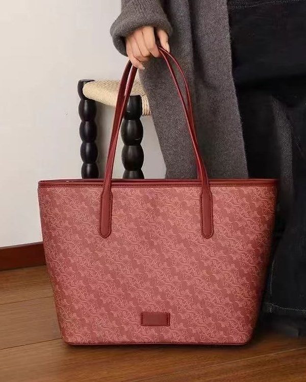 Women Red Large Capacity Faux Leather Shoulder Bag