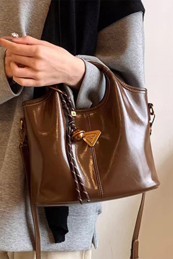 Women Red Patchwork Versatile Faux Leather Messenger Bag