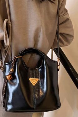 Women Red Patchwork Versatile Faux Leather Messenger Bag