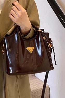 Women Red Patchwork Versatile Faux Leather Messenger Bag