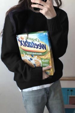 Women Simple Blue O Neck Knit Sweaters Spring