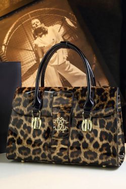 Women Stylish Leopard Embossed Calf Leather Tote Handbag