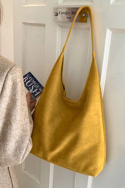 Women Yellow Suede Large Capacity Shoulder Bag