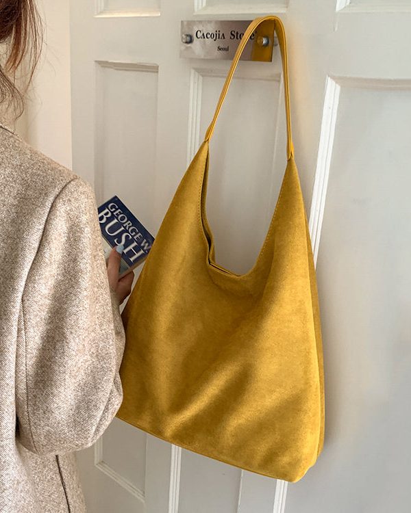 Women Yellow Suede Large Capacity Shoulder Bag