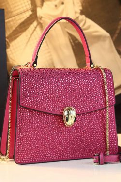 Women Zircon Solid Durable Faux Leather Satchel Handbag