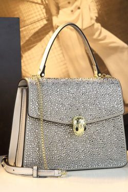 Women Zircon Solid Durable Faux Leather Satchel Handbag