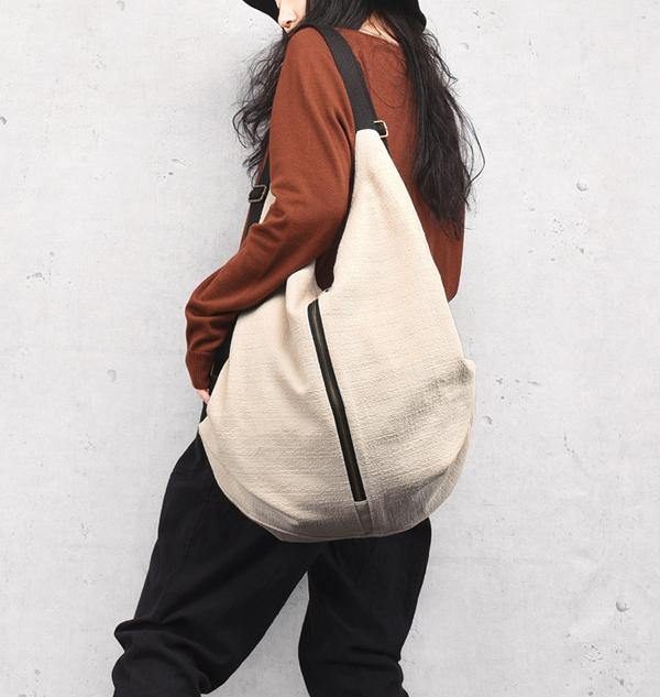 Women's cloth bag, multiple backs, shoulder bag, simple backpack, beige variety bag