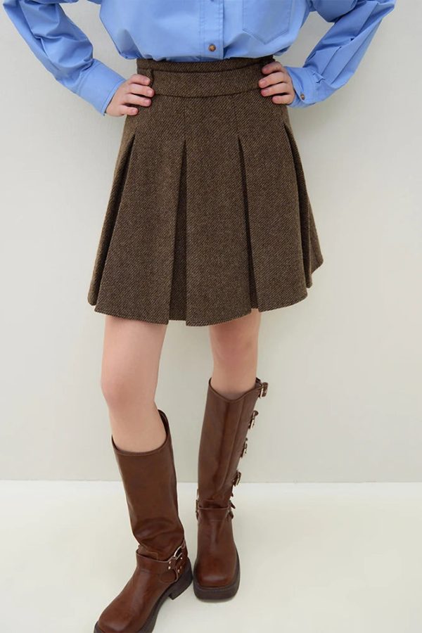 Wool Blazer Jacket & Mini Skirt Two Piece Set