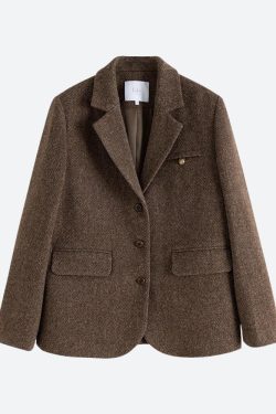 Wool Blazer Jacket & Mini Skirt Two Piece Set