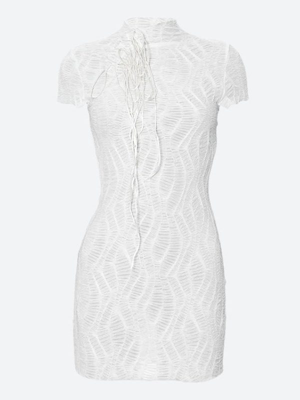 Wrinkled Lace Up Mini Dress