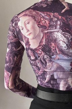 Y2K Angel Graphic Mesh Top