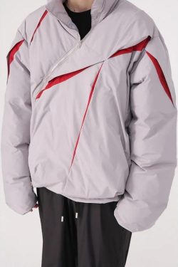 Y2K Asymmetrical Zipper Puffer Jacket