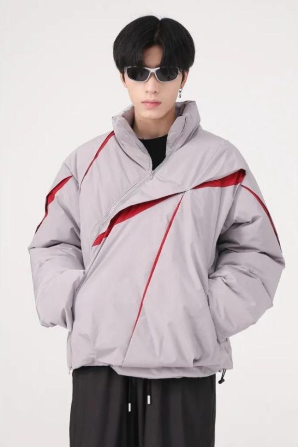Y2K Asymmetrical Zipper Puffer Jacket