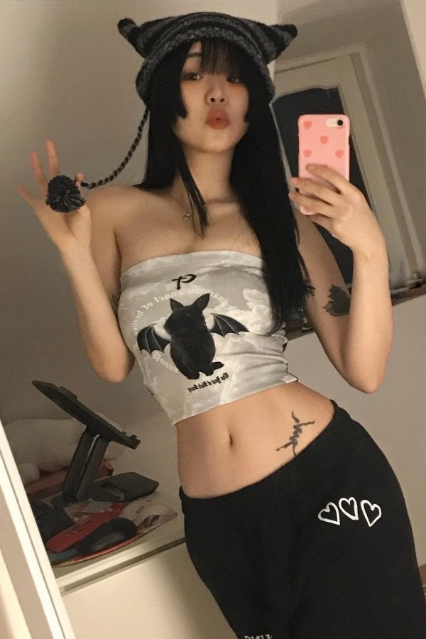 Y2K Bat Rabbit Tube Top